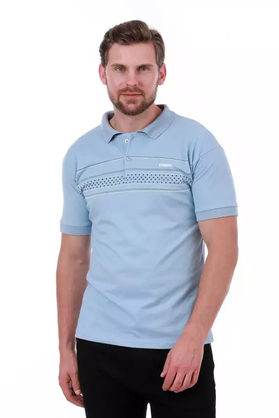 Erkek Slim Fit Polo Yaka Göğüs Baskı Detaylı Yeşil Renk T-Shirt - 7