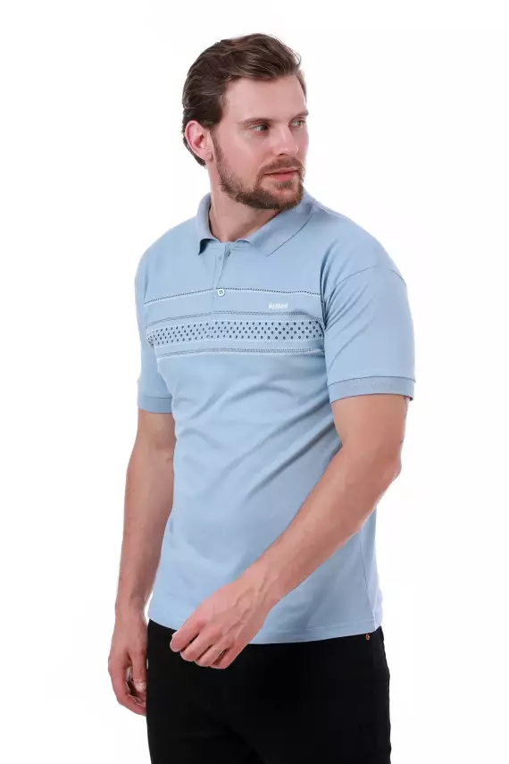 Erkek Slim Fit Polo Yaka Göğüs Baskı Detaylı Yeşil Renk T-Shirt - 6