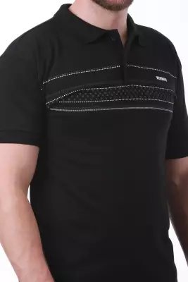 Erkek Slim Fit Polo Yaka Göğüs Baskı Detaylı Yeşil Renk T-Shirt - 13