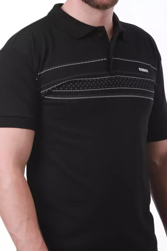 Erkek Slim Fit Polo Yaka Göğüs Baskı Detaylı Yeşil Renk T-Shirt - 13
