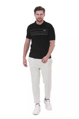 Erkek Slim Fit Polo Yaka Göğüs Baskı Detaylı Yeşil Renk T-Shirt - 14