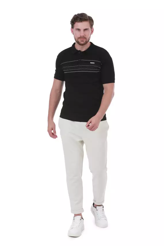 Erkek Slim Fit Polo Yaka Göğüs Baskı Detaylı Yeşil Renk T-Shirt - 14