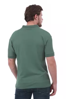 Erkek Slim Fit Polo Yaka Göğüs Baskı Detaylı Yeşil Renk T-Shirt - 17