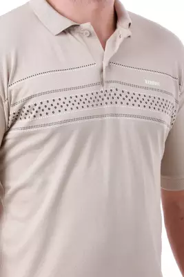 Erkek Slim Fit Polo Yaka Göğüs Baskı Detaylı Yeşil Renk T-Shirt - 23