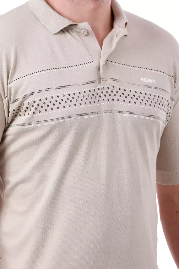 Erkek Slim Fit Polo Yaka Göğüs Baskı Detaylı Yeşil Renk T-Shirt - 23