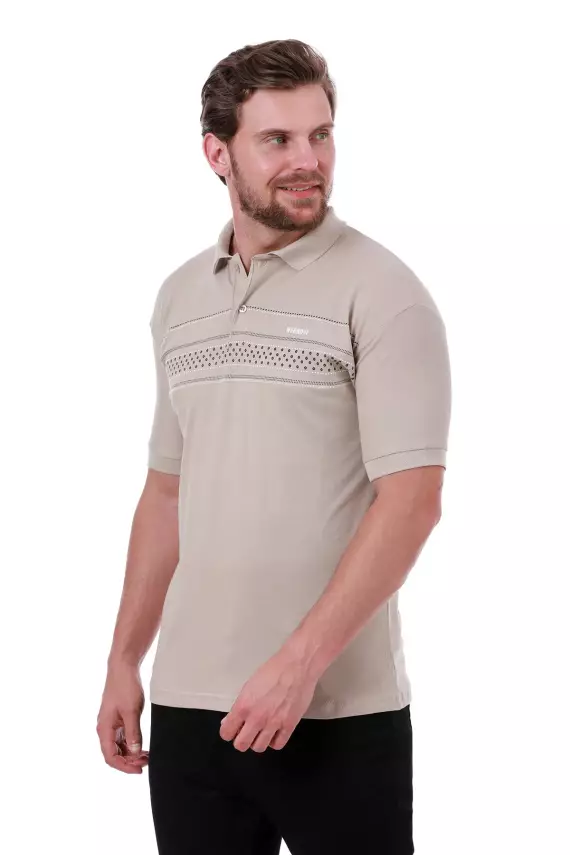 Erkek Slim Fit Polo Yaka Göğüs Baskı Detaylı Yeşil Renk T-Shirt - 20