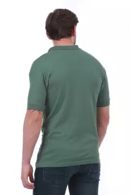 Erkek Slim Fit Polo Yaka Omuz Baskı Detaylı T-Shirt - 7