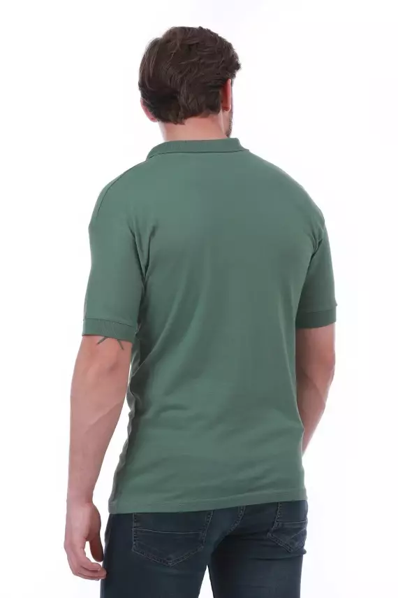 Erkek Slim Fit Polo Yaka Omuz Baskı Detaylı T-Shirt - 7