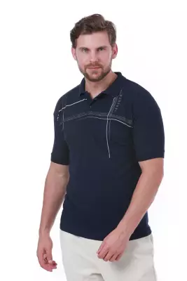 Erkek Slim Fit Polo Yaka Omuz Baskı Detaylı T-Shirt - 11