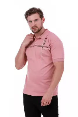 Erkek Slim Fit Polo Yaka Omuz Baskı Detaylı T-Shirt - 15