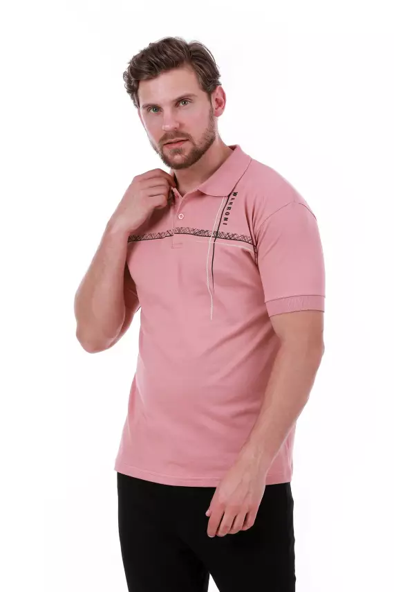 Erkek Slim Fit Polo Yaka Omuz Baskı Detaylı T-Shirt - 15
