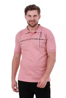 Erkek Slim Fit Polo Yaka Omuz Baskı Detaylı T-Shirt - 16