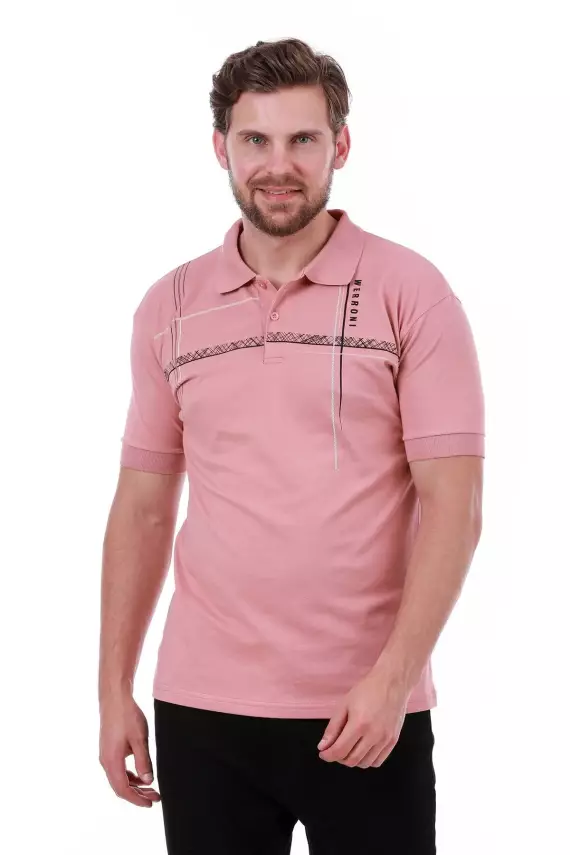 Erkek Slim Fit Polo Yaka Omuz Baskı Detaylı T-Shirt - 16