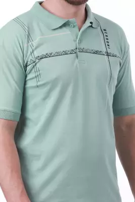 Erkek Slim Fit Polo Yaka Omuz Baskı Detaylı T-Shirt - 22