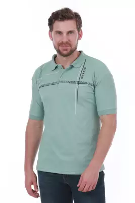 Erkek Slim Fit Polo Yaka Omuz Baskı Detaylı T-Shirt - 20