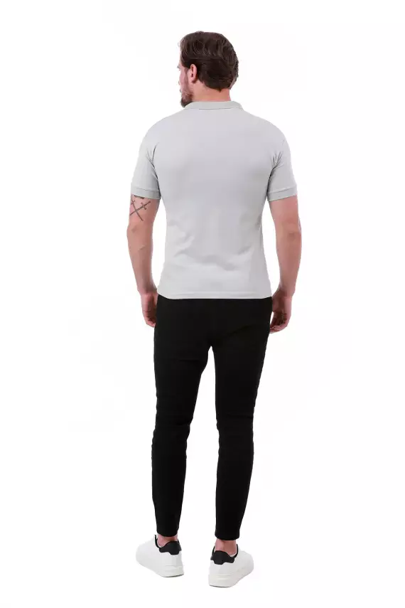 Erkek Slim Fit Polo Yaka Omuz Baskı Detaylı T-Shirt - 28