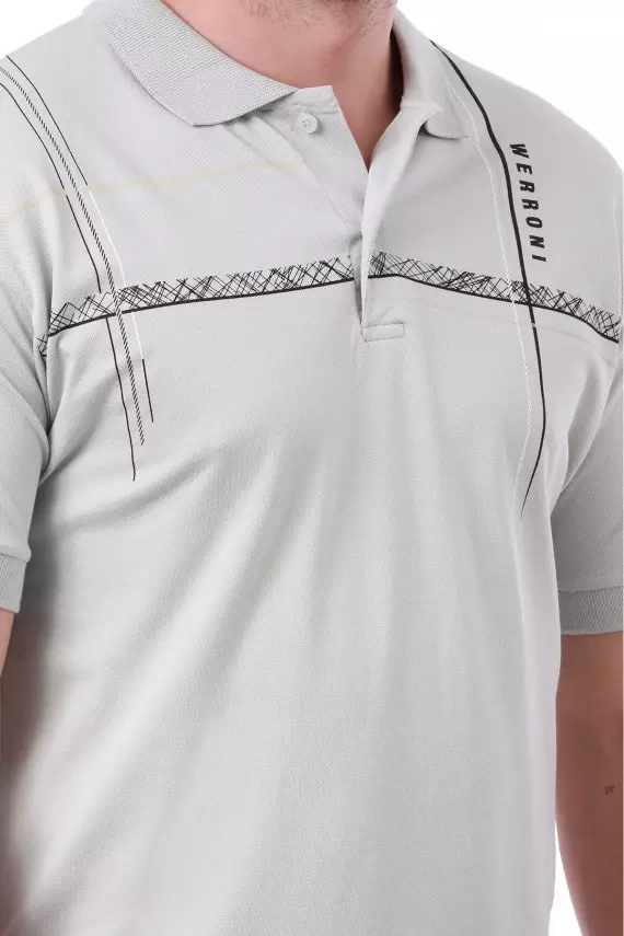 Erkek Slim Fit Polo Yaka Omuz Baskı Detaylı T-Shirt - 27