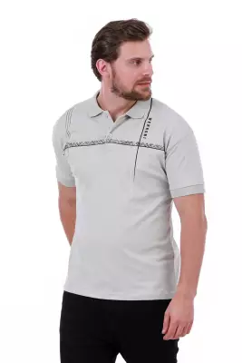 Erkek Slim Fit Polo Yaka Omuz Baskı Detaylı T-Shirt - 25