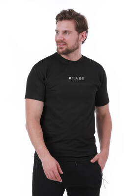 Erkek Slim Fit Ready Baskılı Siyah Renk T-shirt - 4