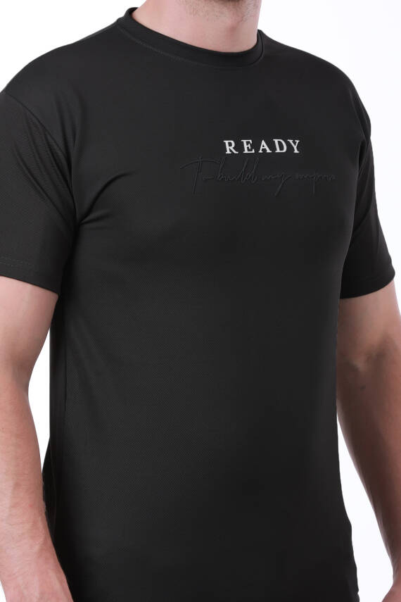 Erkek Slim Fit Ready Baskılı Siyah Renk T-shirt - 5