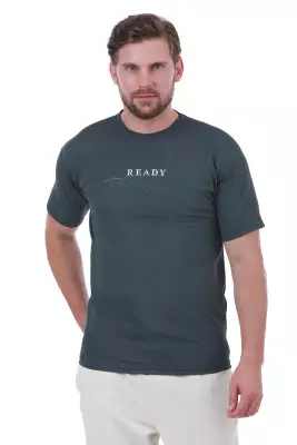 Erkek Slim Fit Ready Baskılı Siyah Renk T-shirt - 18