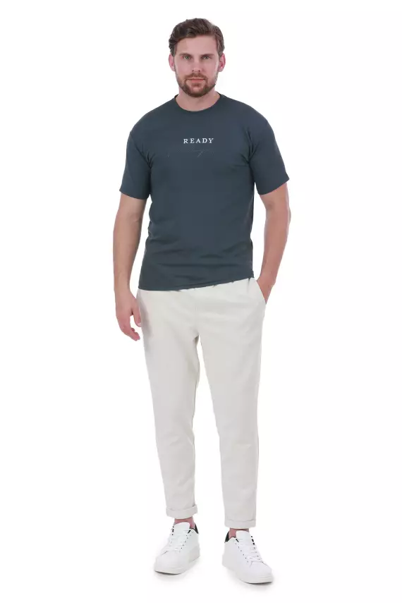 Erkek Slim Fit Ready Baskılı Siyah Renk T-shirt - 22
