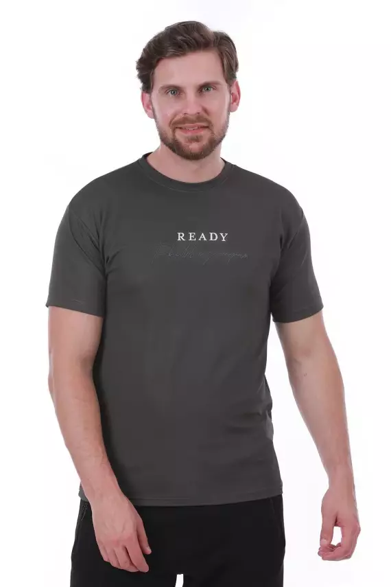 Erkek Slim Fit Ready Baskılı Siyah Renk T-shirt - 25