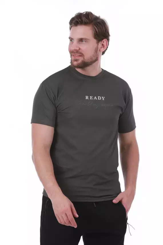 Erkek Slim Fit Ready Baskılı Siyah Renk T-shirt - 24