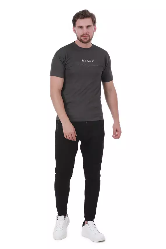 Erkek Slim Fit Ready Baskılı Siyah Renk T-shirt - 27