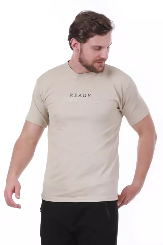Erkek Slim Fit Ready Baskılı Siyah Renk T-shirt - 30