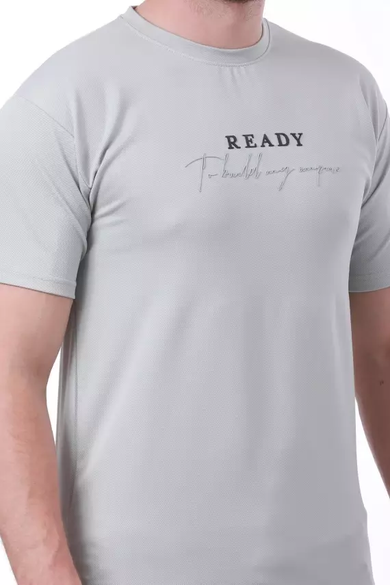 Erkek Slim Fit Ready Baskılı Siyah Renk T-shirt - 37