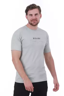 Erkek Slim Fit Ready Baskılı Siyah Renk T-shirt - 35