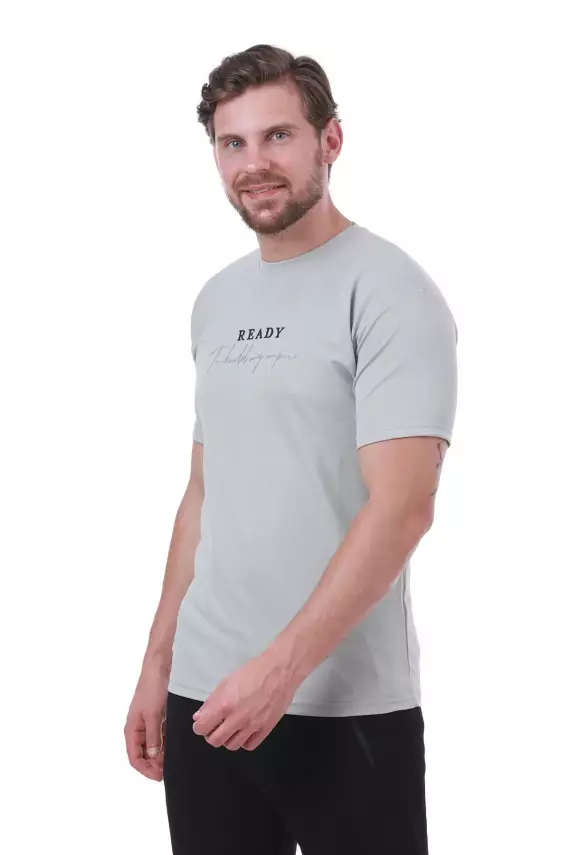 Erkek Slim Fit Ready Baskılı Siyah Renk T-shirt - 36