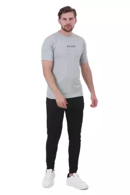 Erkek Slim Fit Ready Baskılı Siyah Renk T-shirt - 38