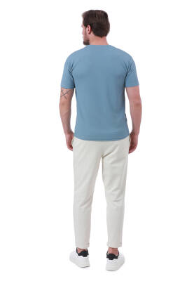 Erkek Slim Fit Trend Setter Baskılı Mavi Renk T-shirt - 37