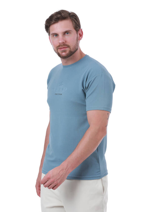 Erkek Slim Fit Trend Setter Baskılı Mavi Renk T-shirt - 24