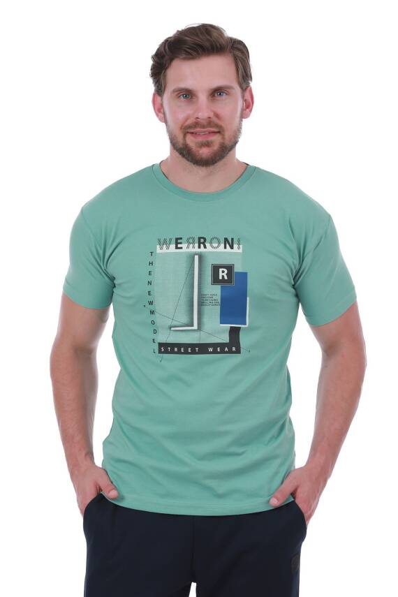 Erkek Slim Fit Wrn Baskılı Siyah Renk T-shirt - 26