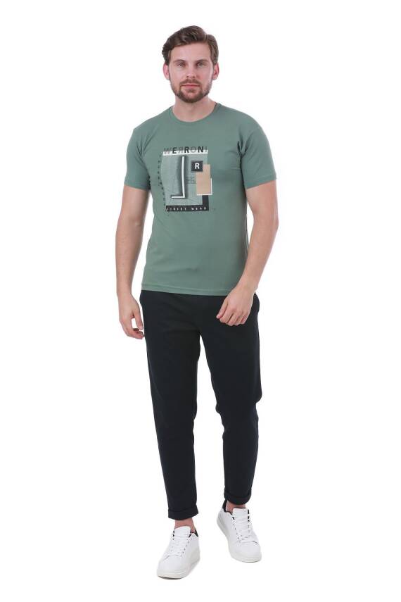 Erkek Slim Fit Wrn Baskılı Siyah Renk T-shirt - 19