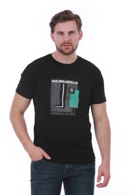 Erkek Slim Fit Wrn Baskılı Siyah Renk T-shirt - 11
