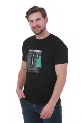Erkek Slim Fit Wrn Baskılı Siyah Renk T-shirt - 12
