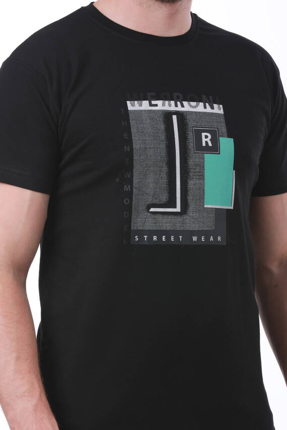 Erkek Slim Fit Wrn Baskılı Siyah Renk T-shirt - 13