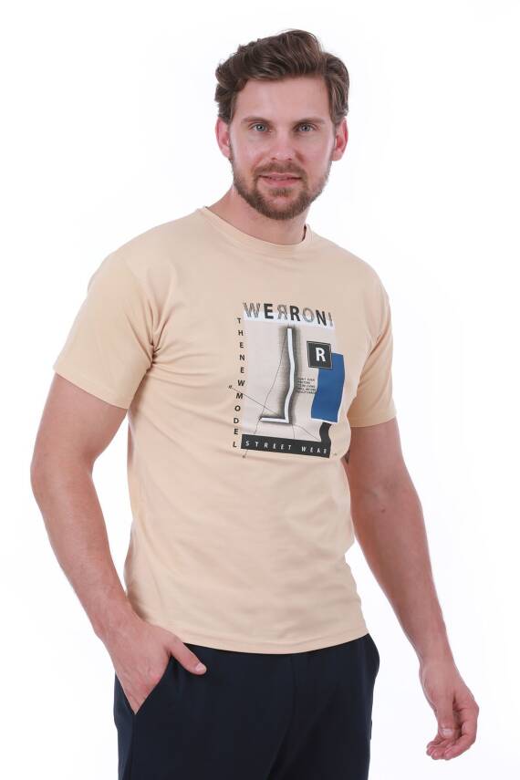 Erkek Slim Fit Wrn Baskılı Siyah Renk T-shirt - 1