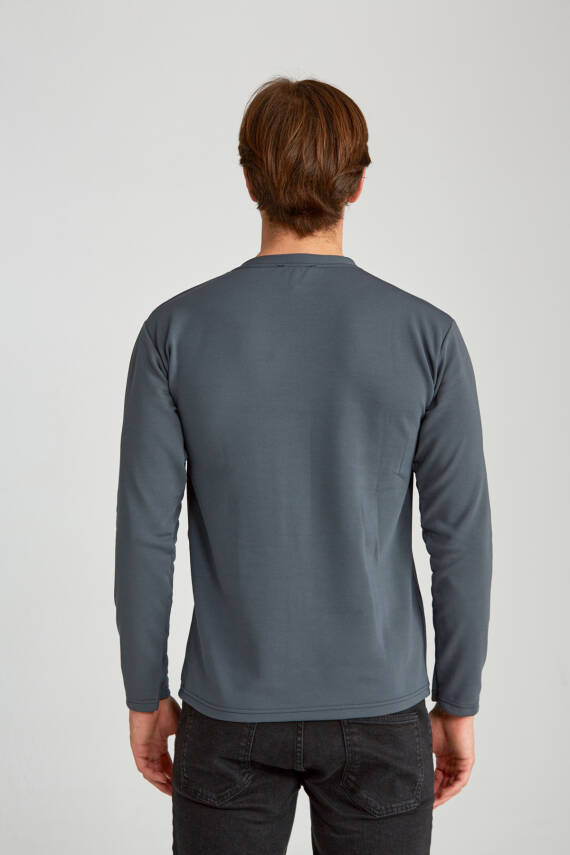 Erkek Slim Jakarlı Minimalizm Petrol - 17