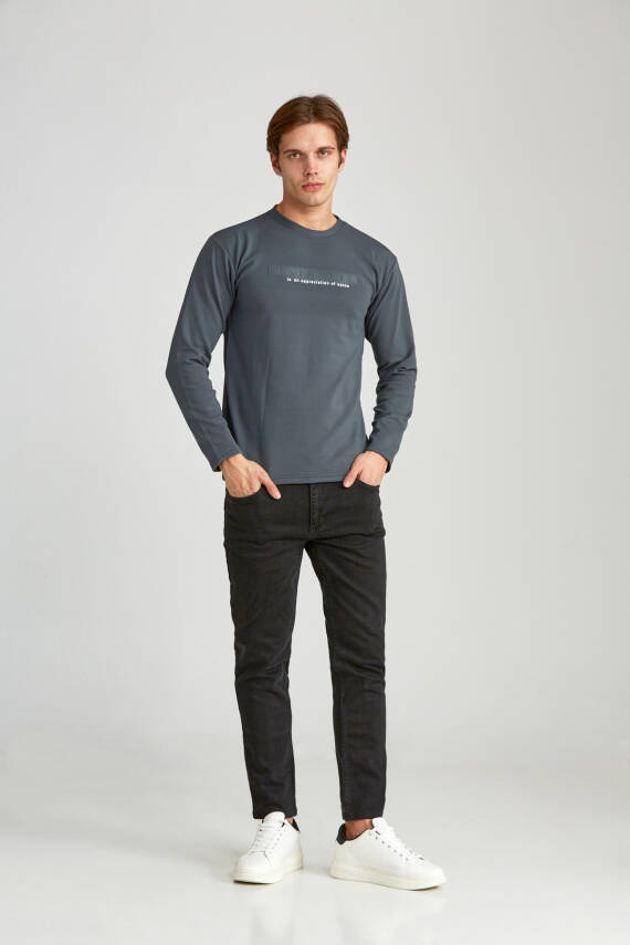 Erkek Slim Jakarlı Minimalizm Petrol - 18