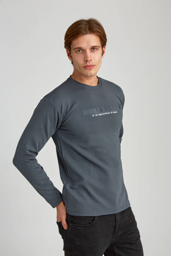 Erkek Slim Jakarlı Minimalizm Petrol - 16